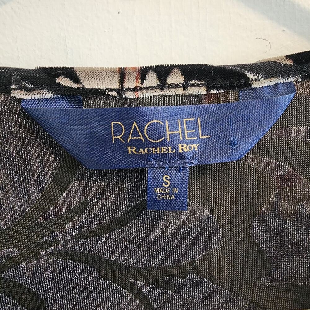 Black Floral Velvet Burnout Small Top Rachel Roy Dark Romantic Whimsigoth Blouse - Picture 2 of 7